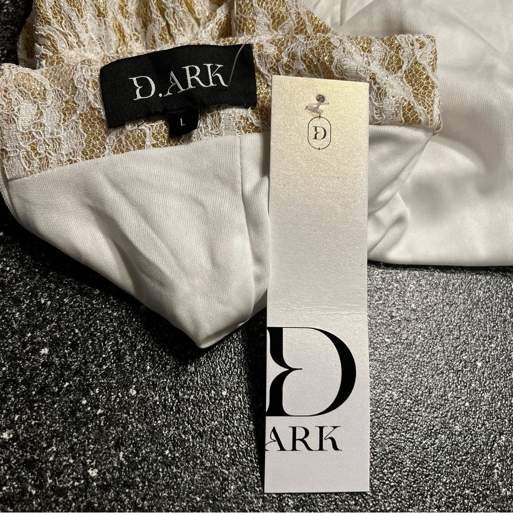 NWT D. ARK Cream Lace Halter Mini Dress Size L - Picture 9 of 12